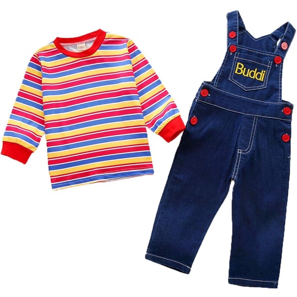 Chucky Cotton & Denim Baby Outfit for Halloween - Perfect for Playtime - Picture 1 of 9